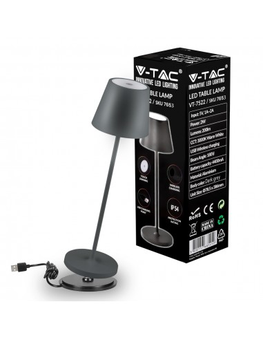 Lampada a Led da tavolo 2W col.grigio...
